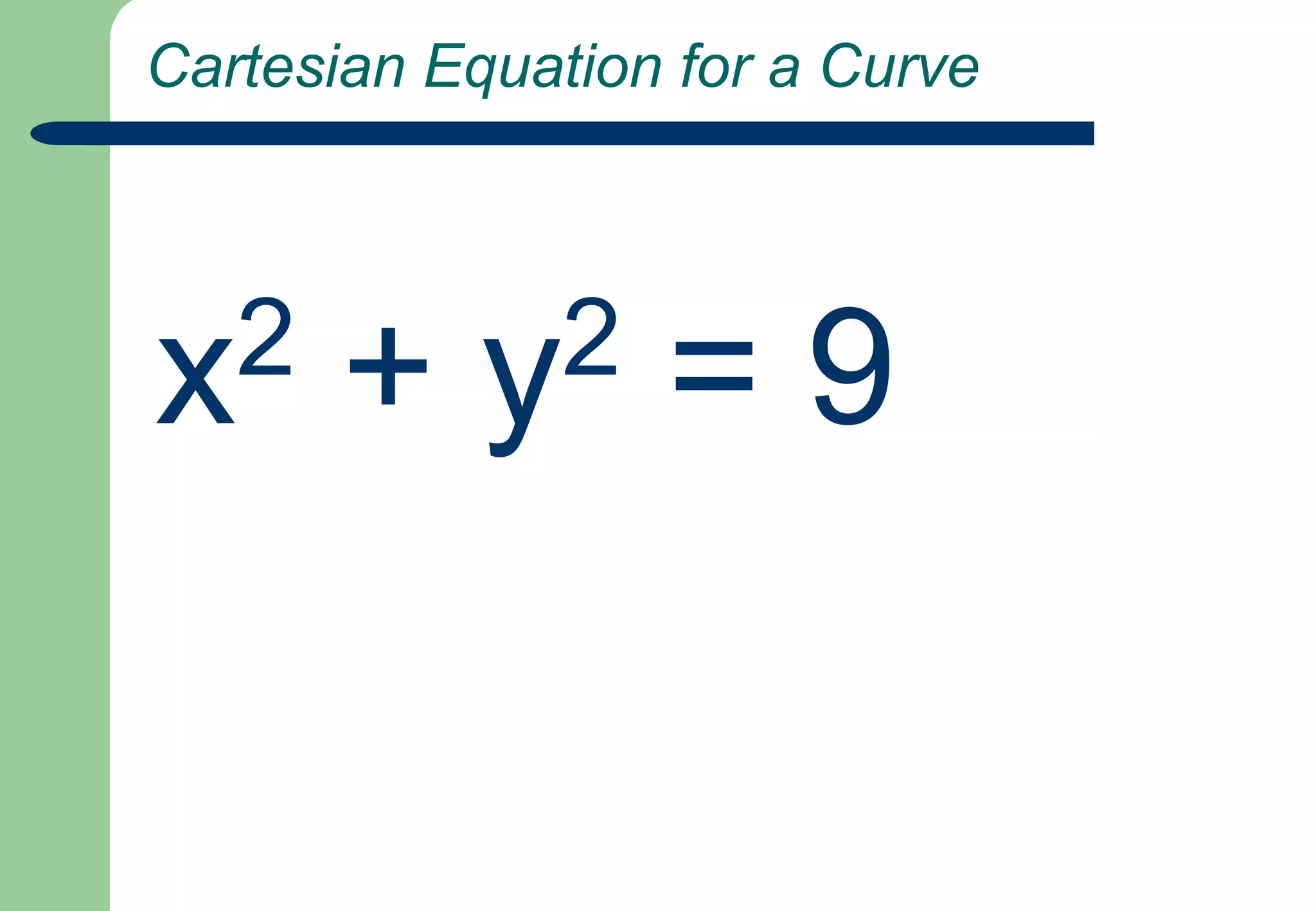 Cartesian Equation for a Curvex2 + y2 = 9