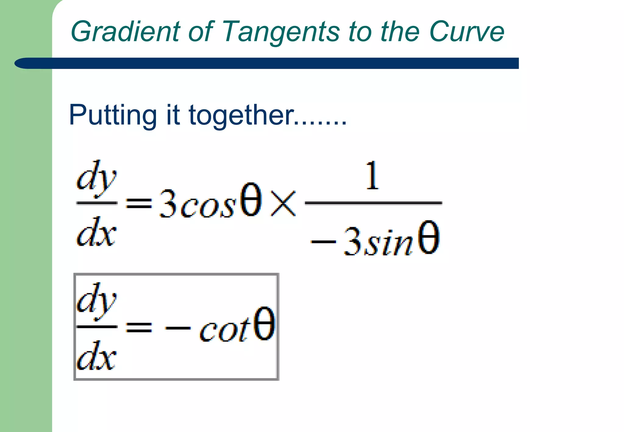  Gradient of Tangents to the CurvePutting it together.......