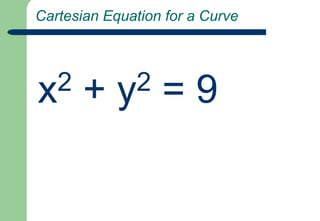  Cartesian Equation for a Curvex2 + y2 = 9