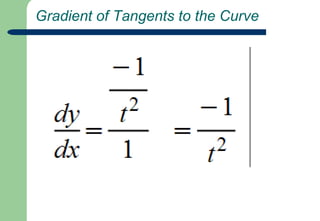  Parametric Equations for a Curvex=t,    y=1/t