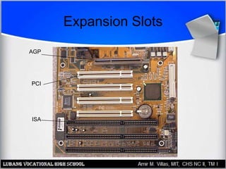 Expansion Slots
AGP
ISA
PCI
 