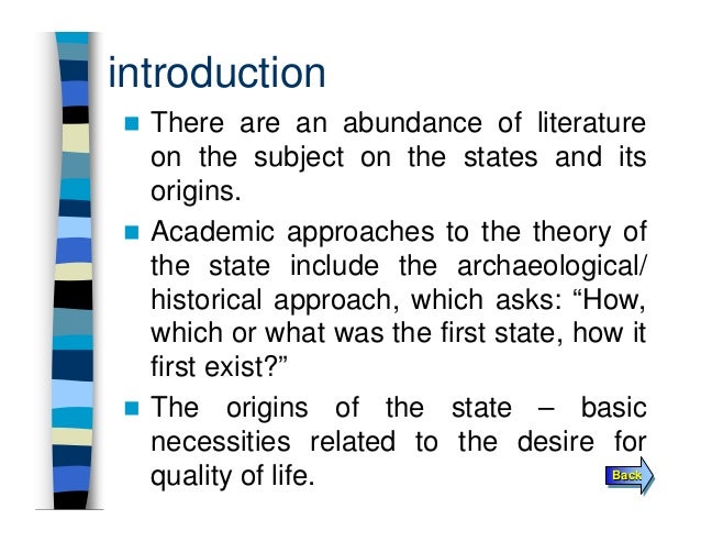 evolutionary theory of origin of state given by