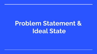 Problem Statement &
Ideal State
 