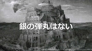 © 2019 NTT DATA Corporation 12
銀の弾丸はない
画像引用元：Brooks Jr, Frederick P., et al. "人月の神話." ピアソン エデュケーション (2002).
銀の弾丸はない
 