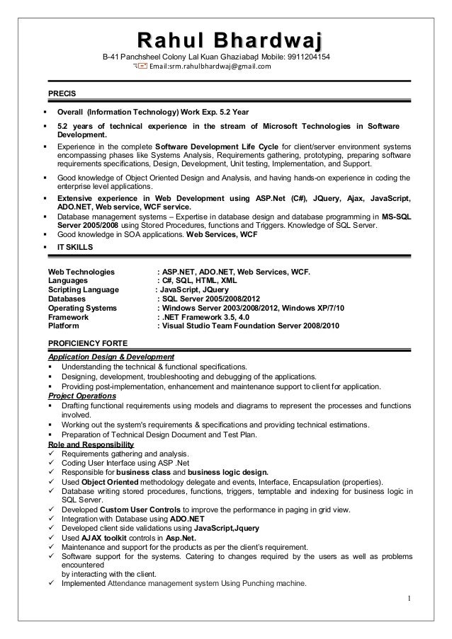 technical experience resume