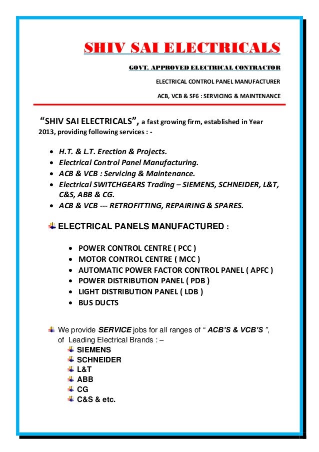 SHIV SAI ELECTRICALS - COMPANY PROFILE