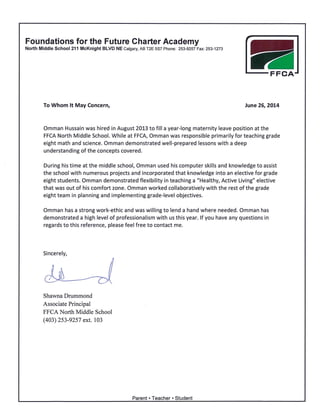 FFCA reference letter