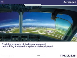 14 /14 /
OPENCorporate Communications – December 2013
Aerospace
Providing avionics, air traffic management
and training & simulation systems and equipment
 
