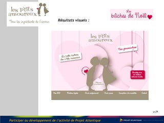 p.29
Résultats visuels :
Participer au développement de l’activité de Projet Atlantique
 