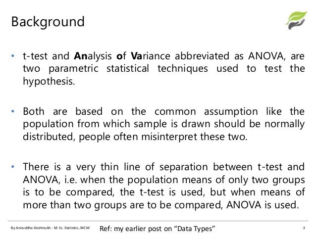 t-test vs ANOVA
