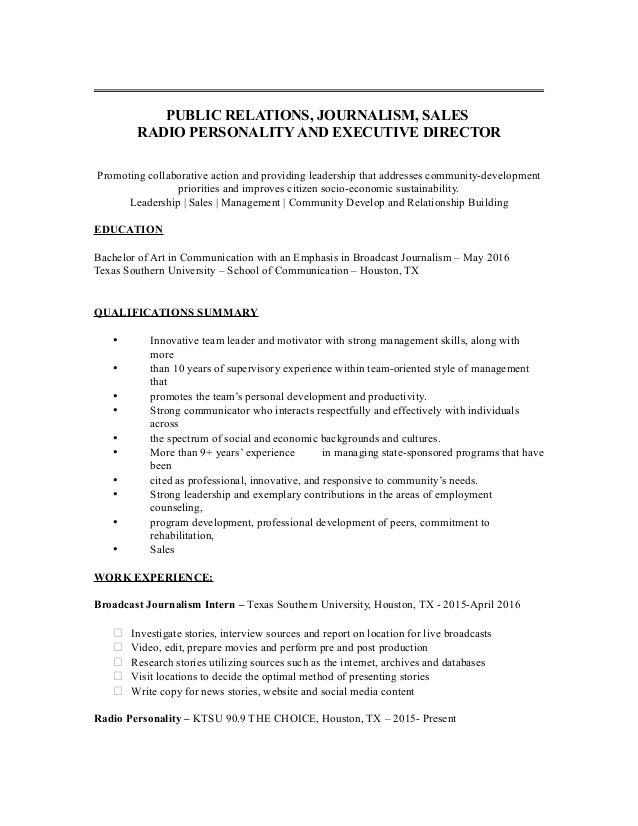 broadcasting news director resume