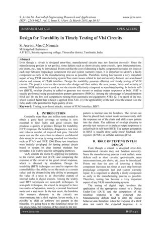 Design for Testability in Timely Testing of Vlsi Circuits | PDF ...