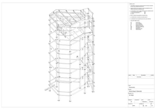 REVISIONS
Index Date Description Author
PROJECT No.
CLIENT
PROJECT
REVDRAWING No.
[G] -
DRAWING TITLE
DATE SCALEDRAWN BY CHECKED BY
Unit 2
Leydene Farm
PetersfieldSSC East Meon
Structural Steel Craft Ltd
Droxford Road
GU32 1HG Tel: 01730 823501
www.structuralsteelcaft.co.uk
2273-CPR-0276
Butlins Bognor Waterslide
Ereconomic
2374 101
3D Detail
03/02/2016SK
C1
1:50 @ A2
GENERAL NOTES
1. THIS DRAWING TO BE READ IN CONJUNCTION WITH THE NSSS 5TH EDITION
& STRUCTURAL ENGINEERS SPECIFICATION
2. FABRICATION/ERECTION TOLERANCES TO BE IN ACCORDANCE WITH THE
CURRENT NSSS UNLESS OTHERWISE NOTED.
3. ALL STEELWORK TO THE FOLLOWING GRADES UNLESS OTHERWISE NOTED:
i) ROLLED STRUCTURAL SECTIONS - S355
ii) ROLLED HOLLOW SECTION - S355
iii) PLATES - S275
4. REFER TO FABRICATION DRAWINGS FOR FINISH DETAILS
5. ALL CONNECTIONS TO HAVE MIN. 2No. GRADE 8.8 BOLTS
6. ALL DIMENSIONS ARE IN MILLIMETERS AND LEVELS ARE IN METERS
7. STEELWORK ABBREVIATIONS
TOS - TOP OF STEEL
TOC - TOP OF CONCRETE
TOF - TOP OF FOUNDATION
FFL - FINISHED FLOOR LEVEL
SSL - STRUCTURAL SLAB LEVEL
USBP - UNDERSIDE OF BASEPLATE
AOE - AS OTHER END
USS - UNDERSIDE OF STEEL
CCS - CROSS CENTRES
 