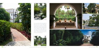 ©2016 DEVELOPMENT DESIGN GROUP, INC. ALL RIGHTS RESERVED. DDG LANDSCAPE DESIGN 1110 XI CHENG
The service apartments and residential
areas, while part of the overall core,
have their own entrances and private
garden spaces. A series of courtyard
gardens and terraces at varying levels
give maximum possible outdoor spaces
to the residents to enjoy. Water cas-
cades down along a linear garden into
the clubhouse courtyard from pools
and fountains on the southern hilltop,
where a nature preserve surrounds a
community swimming pool.
 