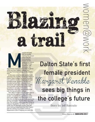 Dalton Magazine feature on DSC President Margaret Venable