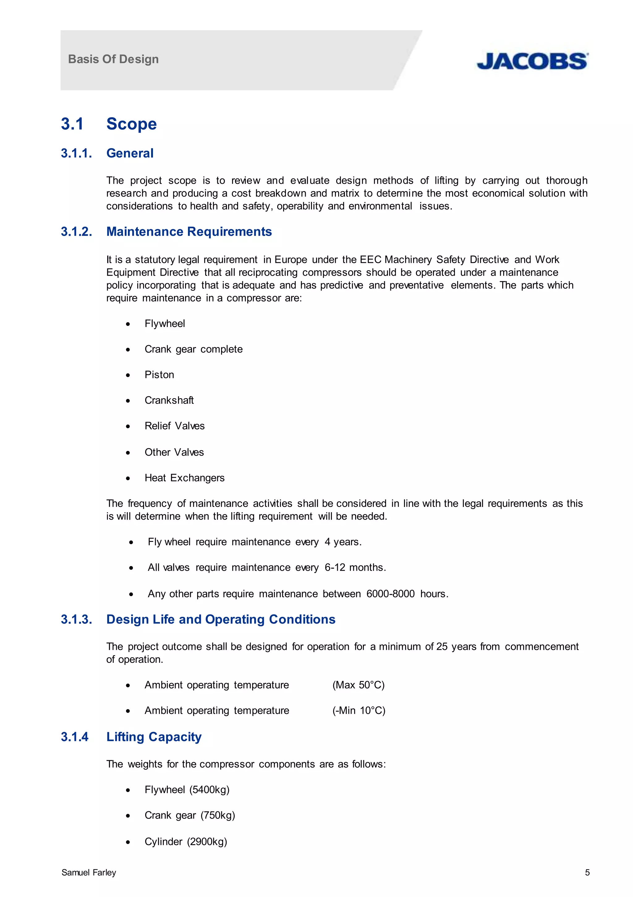 Lifting Solution For Compressor House | DOCX