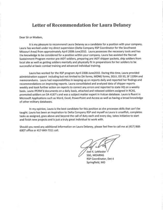 Letter of Recommendation SSG LeMaster