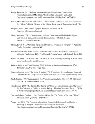 Religion and Social Change 17
Huang, Ke-hsien. 2013. "Cultural Intermediaries and Globalization: Transforming
Pentecostali...