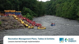 Recreation Management Plans, Tables & Exhibits:
Lessons learned through implementation
 