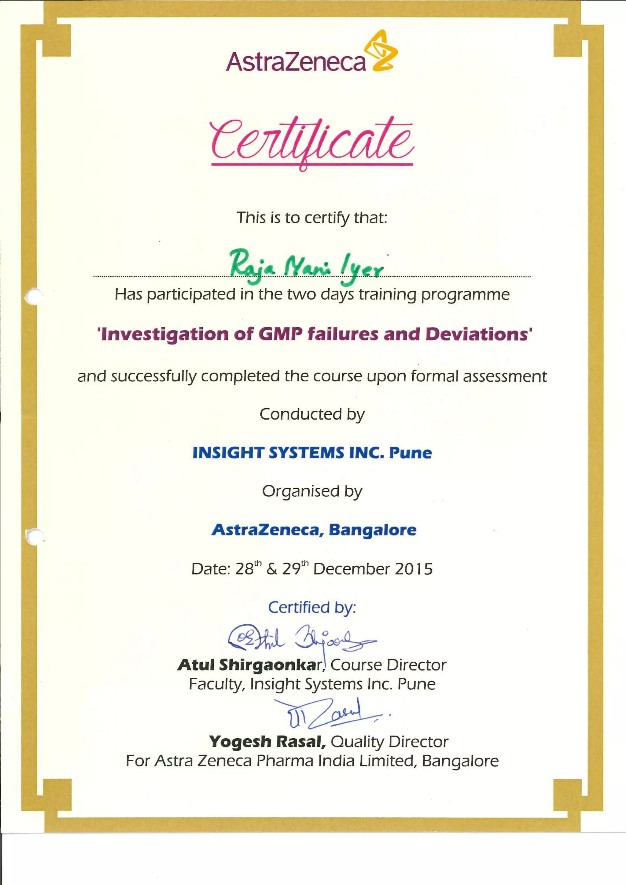 Training certificate | PDF