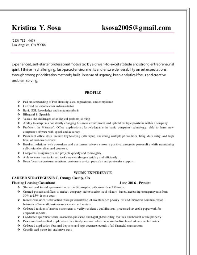 kristina resume pm leasing consultant 2017 leasing professional resume
