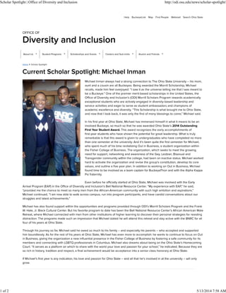 Scholar Spotlight | Office of Diversity and Inclusion http://odi.osu.edu/news/scholar-spotlight/
1 of 2 5/13/2014 7:58 AM
 