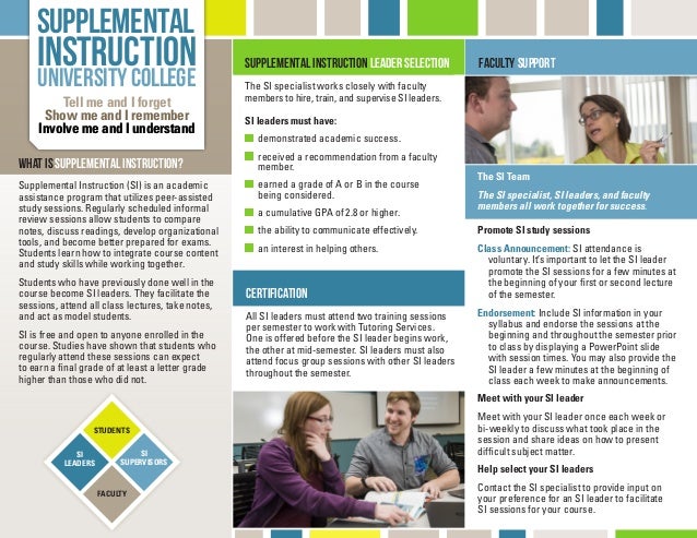 ucsupplemental instruction brochure sample flyer for supplemental instruction for college