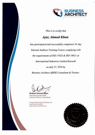 Training Certificate ISO 17025 | PDF