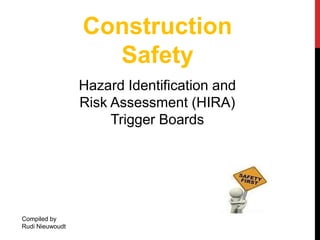 Hazard Identification and
Risk Assessment (HIRA)
Trigger Boards
Compiled by
Rudi Nieuwoudt
Construction
Safety
 