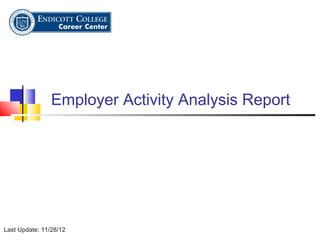 Employer Activity Analysis Report
Last Update: 11/28/12
 