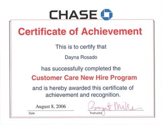 Certificates- JP Morgan Chase