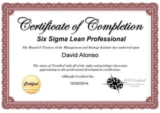 Six Sigma Lean Professional_CertificationDavidAlonso