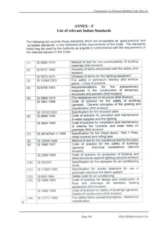 ANNEX - F
List of relevant Indian Standards
Commentary on National Building Code (Part 4)
Page 188 IITK-GSDMA-Fire03-V3.0
 