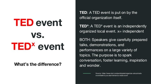 TEDX vs TED (Technology, Entertainment, Design)