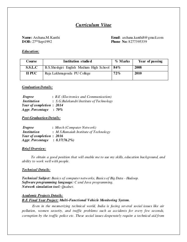 Gmail curriculum vitae picture