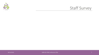 09/13/2016 LIBRA @ VITAE Conference 2016 7
Staff Survey
 