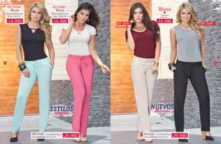 12 13
REF.39063REF.39349
Tallas: S·M·L·XlTallas: S·M·L·Xl
BlusaBlusa
Material ViscosaMaterial Viscosa
S·M·L·Xl
Blusa
-Viscosa-
Material ViscosaMaterial Viscosa
REF. 39397REF. 38357
REF.6285
Pantalón Tallas: 8·10·12·14
Lino Menta REF.6285
Pantalón Tallas: 8·10·12·14
Lino NegroBeigeRosado
16.990$14.990$ 16.990$
29.990$ 29.990$
WWW.KATALOGOSCOLOMBIA.COM
 