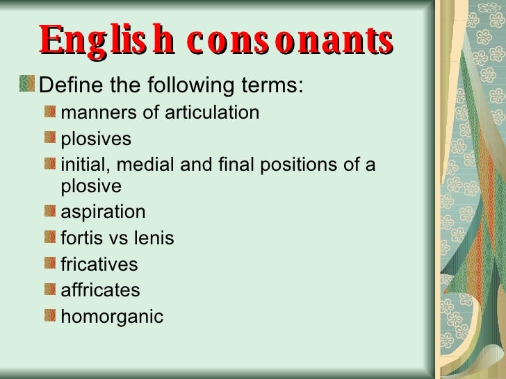 Articulation Of Consonants