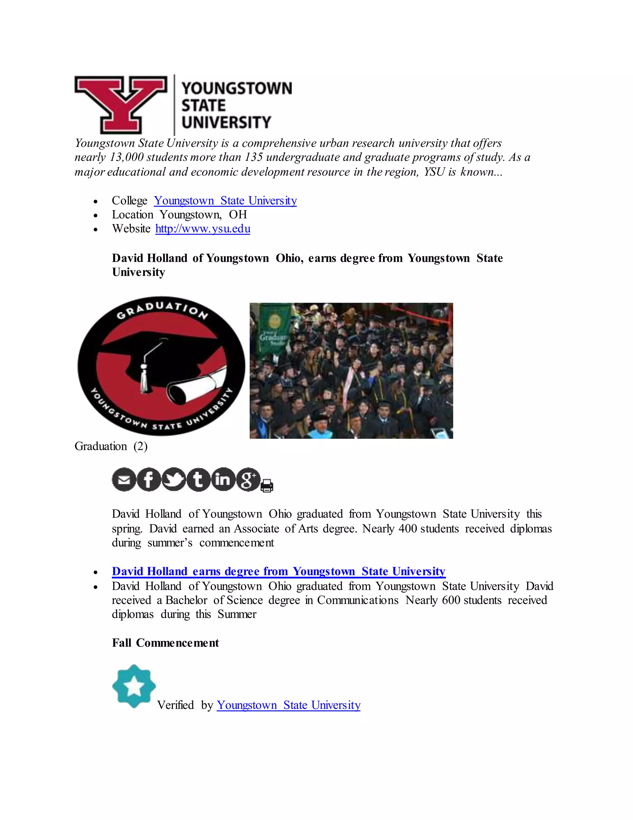 Youngstown State University Commencement | PDF