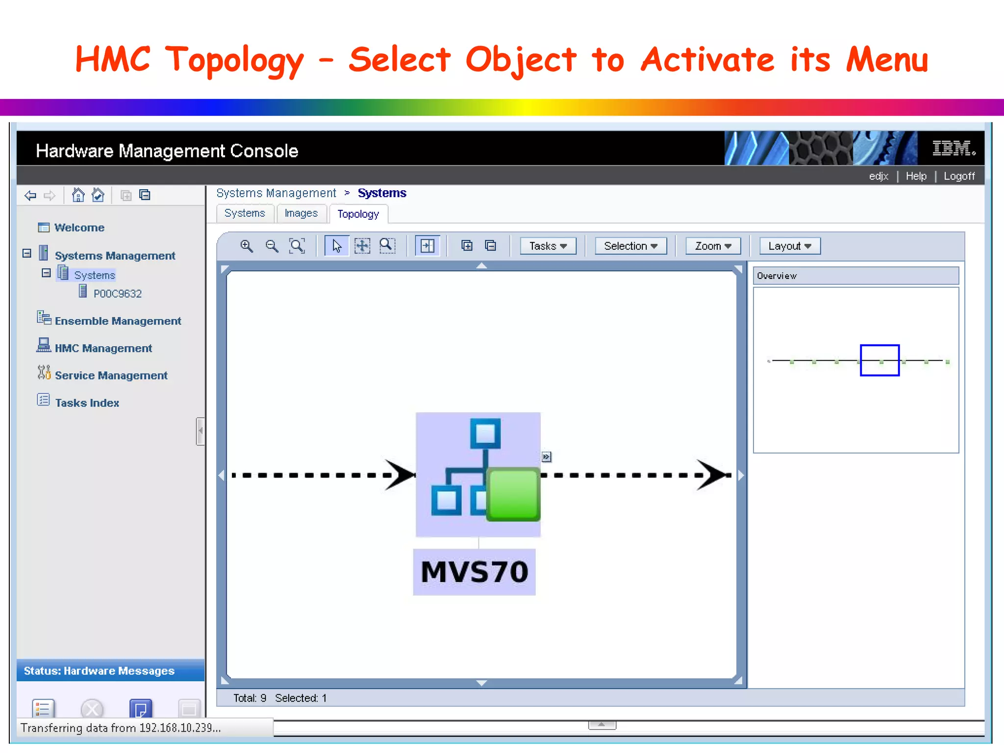 HMC Topology – Select Object to Activate its Menu
 