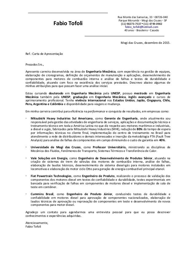 Carta De Apresentação Para Doutorado