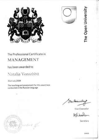 Certificate of MBA