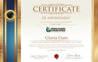 Gloria Gum-certificate