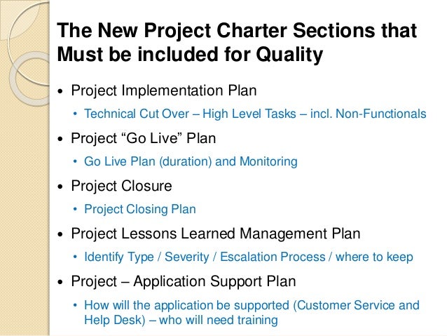 The Project Charter Ensuring Quality