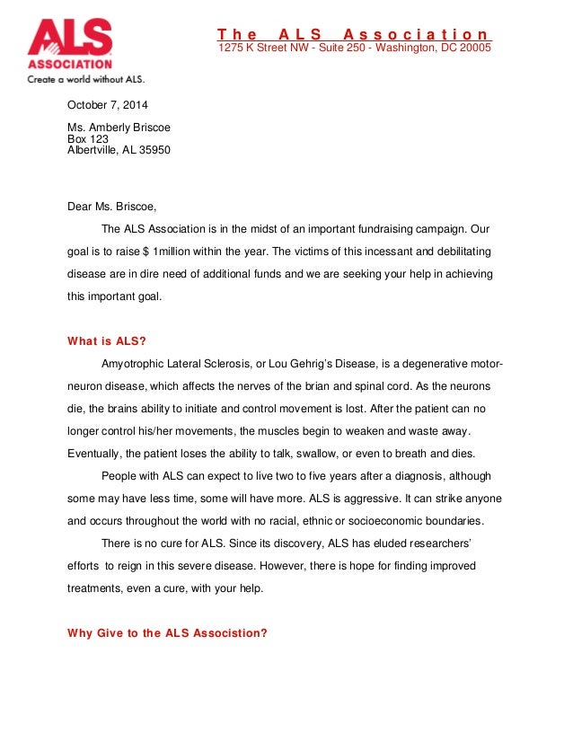 als fundraisimg letter dire need letter