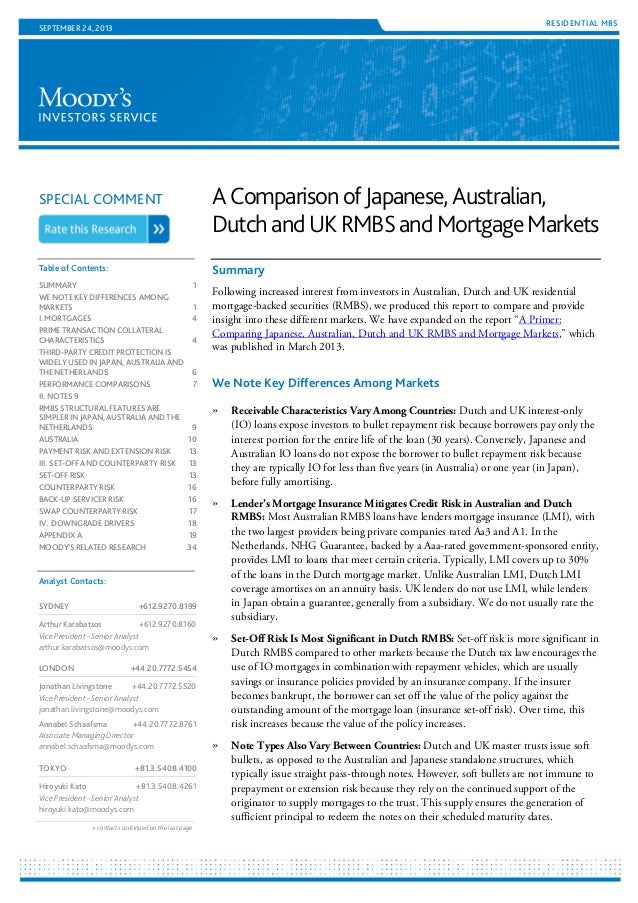 a comparison of japanese australian dutch and uk rmbs and mortgage
