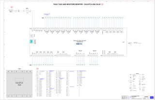 ACDA1
EXECUTEDEJEC. /EJEC. /EJEC. /EJEC. /
CHECKEDVERIF. /VERIF. /VERIF. /VERIF. /
LIBER. /LIBER. /LIBER. /LIBER. / RELEASED
FECHA LBFECHA LBFECHA LBFECHA LB/REL DAT HOJA /HOJA /HOJA /HOJA /SHEET ////
1110987654321
A
B
C
D
E
F
G
H
Bimetal Thermal
Relay
Push-Button
Switch
Lamp
Heater
Thermostat
Fan
Thermomagnetic
Relay Coil
N.C. Contact
N.O. Contact
BCT
SYMBOLS
Breaker
Toggle Switch
M
G
W
G
W
SCADA 4-20mA
Receptacle Duplex
GFI
Power supply unit
M
Capacitive Bushing
Solid Bushing
Test switches
/25.H2
/11.C11
/11.C11
(ALARM PROGAMMED
BY CUSTOMER)
(ALARM PROGAMMED
BY CUSTOMER)
(ALARM PROGAMMED
BY CUSTOMER)
(ALARM PROGAMMED
BY CUSTOMER)
(ALARM PROGAMMED
BY CUSTOMER)
(ALARM PROGAMMED
BY CUSTOMER)
(ALARM PROGAMMED
BY CUSTOMER)
(ALARM PROGAMMED
BY CUSTOMER)
(ALARM PROGAMMED
BY CUSTOMER)
(ALARM PROGAMMED
BY CUSTOMER)
CALISTO 9
DGA
GND
10004455533
OSCARGA
OSCARGA
08.22.2016
DCHAVERO
WTM HUEHUETOCA, EDO. MÉXICO PRODUCT ENGINEERING 12 30
000
FAULT GAS AND MOISTURE MONITORFAULT GAS AND MOISTURE MONITORFAULT GAS AND MOISTURE MONITORFAULT GAS AND MOISTURE MONITOR
- CALISTO 9-300 CALIS- CALISTO 9-300 CALIS- CALISTO 9-300 CALIS- CALISTO 9-300 CALIS
01150-1600118-2150-1600118-2150-1600118-2150-1600118-2
-
+
48
GND GR.116ESM-T:1/GND
1 2
3 4
MDW-C4-2
8-37
4 AMPS
C+.3 8-38:2
C-.2 8-38:4
TBA
129 131 132 133 134 135 136 137 138 139 140 141 142 143 144 145 146 147 148 149 150 151 152 153 154 155 156 157 158 159 160 161 162 163 164 165 166 167 168 169 170
TBA 171 172 173 174 175 176 177 178 179 180 181 182 183 184 185 186 187 188 189 190 191 192
CALISTO 9
DISSOLVED GASES ANALYZER
(+)
TB1
GND
(N)(L)
SW
3
SW
4
SW
5
SW
6
J12
(N0) (C) (NC) (N0) (C) (NC) (N0) (C) (NC) (N0) (C) (NC) (N0) (C) (NC)
J19
(SHIELD)
(N.C) (+) (-)
OUTPUT 6
(+) (-)
OUTPUT 7
(+) (-)
OUTPUT 8
(+) (-)
OUTPUT 9
(+) (-)
OUTPUT 10
4-20 mA. 4-20 mA. 4-20 mA. 4-20 mA. 4-20 mA.
J22
(+) (-)
INTPUT 3
4-20 mA.
(N.C) (+) (-)
INTPUT 4
4-20 mA.
(N.C) (+) (-)
INTPUT 1
4-20 mA.
(N.C) (+) (-)
INTPUT 2
4-20 mA.
(N.C)
(SHIELD)
(SHIELD)
J17
(N.C) A B
(SHIELD)
COM
CONNECTION
RS-485
J15
PORTUSB
PORTETHERNET
PROTOCOLDNP3.0
LS1
J13
LS2 LS3 LS4 LS5
(N0) (C) (NC) (N0) (C) (NC) (N0) (C) (NC) (N0) (C) (NC) (N0) (C) (NC)
LS6 LS7 LS8 LS9 LS10
J18
(SHIELD)
(N.C)(+) (-)
OUTPUT 1
(+) (-)
OUTPUT 2
(+) (-)
OUTPUT 3
(+) (-)
OUTPUT 4
(+) (-)
OUTPUT 5
4-20 mA. 4-20 mA. 4-20 mA. 4-20 mA. 4-20 mA.
(N.C) Rx Tx
(SHIELD)
GND
CONNECTION
RS-232
TB5
TB1-1 TB1-2 TB1-3 TB1-4 TB1-5 TB1-6 J12-17 J12-16 J12-15 J12-14 J12-13 J12-12 J12-11 J12-10 J12-9 J12-8 J12-7 J12-6 J12-5 J12-4 J12-3 J13-17 J13-16 J13-15 J13-14 J13-13 J13-12 J13-11 J13-10 J13-9 J13-8 J13-7 J13-6 J13-5 J13-4 J13-3 J18-1 J18-2 J18-3 J18-4 J18-5 J18-6 J18-7 J18-8 J18-9 J18-10 J18-11 J18-12
J19-1 J19-2 J19-3 J19-4 J19-5 J19-6 J19-7 J19-8 J19-9 J19-10 J19-11 J19-12 J22-1 J22-2 J22-3 J22-4 J22-5 J22-6 J22-7 J22-8 J23-1 J23-2 J23-3 J23-4 J23-5 J23-6 J23-7 J23-8J17-1 J17-2 J17-3 J17-4 J17-5 J15-1 J15-2 J15-3 J15-4 J15-5 J23-9 J23-10 J23-11 J23-12
63H
TB1-2
TB1-3
TB1-4
TB1-5
TB1-6
J13-15
J13-14
J13-13
J13-12
J13-11
J13-10
J13-9
J12-5
J12-4
J12-3
J13-17
J13-16
TB1-1
J12-17
J12-16
J12-15
J12-14
J12-13
J12-12
J12-11
J12-10
J12-9
J12-8
J12-7
J12-6
J13-8
J13-7
J13-6
J13-5
J13-4
J13-3
J18-1
J18-2
J18-3
J18-4
J18-5
J18-6
J18-7
J18-8
J18-9
J18-10
J18-11
J18-12
J19-1
J19-2
J19-3
J19-4
J19-5
J19-6
J19-7
J19-8
J19-9
J19-10
J19-11
J19-12
J23-1
J23-2
J23-3
J23-4
J23-5
J23-6
J23-7
J23-8
J23-9
J23-10
J23-11
J23-12
J22-1
J22-2
J22-3
J22-4
J22-5
J22-6
J22-7
J22-8
J17-1
J17-2
J17-3
J17-4
J17-5
J15-1
J15-2
J15-3
J15-4
J15-5
GND
8-37:4
TBA:146
TBA:147
TBA:148
TBA:149
TBA:150
TBA:151
TBA:152
TBA:141
TBA:142
TBA:143
TBA:144
TBA:145
8-37:2
TBA:129
TBA:130
TBA:131
TBA:132
TBA:133
TBA:134
TBA:135
TBA:136
TBA:137
TBA:138
TBA:139
TBA:140
TBA:153
TBA:154
TBA:155
TBA:156
TBA:157
TBA:158
TBA:159
TBA:160
TBA:161
TBA:162
TBA:163
TBA:164
TBA:165
TBA:166
TBA:167
TBA:168
TBA:169
TBA:170
TBA:171
TBA:172
TBA:173
TBA:174
TBA:175
TBA:176
TBA:177
TBA:178
TBA:179
TBA:180
TBA:181
TBA:182
TBA:183
TBA:184
TBA:185
TBA:186
TBA:187
TBA:188
TBA:189
TBA:190
TBA:191
TBA:192
GND:48
TB1
J12
J13
TB3
J19
J23
J22
J17
J15
130
FAULT GAS AND MOISTURE MONITOR - CALISTO 9-300 CALIS
FROM 8-38
CALISTO 9
SUPPLY 125 VDC
01
POWER CONNECTIONS
PROGRAMMABLE RELAY
TERMINALS (1-5)
PROGRAMMABLE RELAY
TERMINALS (6-10)
4-20mA ANALOG OUTPUT
TERMINALS (1-5)
4-20mA ANALOG OUTPUT
TERMINALS (6-10)
4-20mA ANALOG INTPUT
4-20mA ANALOG INTPUT
RS-485 COMMUNICATION PORT
RS-232 COMMUNICATION PORT
01
01
USED TO SEL-2414
90T-IN303
 