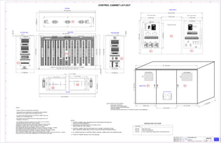 ACDA1
EXECUTEDEJEC. /EJEC. /EJEC. /EJEC. /
CHECKEDVERIF. /VERIF. /VERIF. /VERIF. /
LIBER. /LIBER. /LIBER. /LIBER. / RELEASED
FECHA LBFECHA LBFECHA LBFECHA LB/REL DAT HOJA /HOJA /HOJA /HOJA /SHEET ////
1110987654321
A
B
C
D
E
F
G
H
10004455533
OSCARGA
OSCARGA
08.22.2016
DCHAVERO
WTM HUEHUETOCA, EDO. MÉXICO PRODUCT ENGINEERING 26 30
000
CONTROL CABINET LAY-OUTCONTROL CABINET LAY-OUTCONTROL CABINET LAY-OUTCONTROL CABINET LAY-OUT
01150-1600118-2150-1600118-2150-1600118-2150-1600118-2
1.- CONTROL CABINET SHALL BE NEMA-3R WITH PROVISIONS FOR PADLOCK
NOTES:
2.- DOORS SHALL BE EQUIPPED WITH A 3 POINT LATCH
AND AUTOMOTIVE TYPE HANDLE
3.- CONTROL CABINET SHALL BE PROVIDED WITH A HINGED, GASKETED COVER
AND A GASKETED, REMOVABLE PLATE IN THE BOTTOM, SEE FOR MORE DETAILS
4.- ALL SCREWS WELDED TO SUPPORT INSIDE CONTROL CABINET SHALL BE STAINLESS STEEL.
VENTILATED WEATHERPROOF.
VOLTAGE
240 VAC Single - Phase, For Fans
OPERATION VOLTAGE
120 VAC Cabinet Light, and Miscellaneous
125 VDC For (2414) Transformer Monitor Relay (49T & 90T), Circuit Control & CALISTO 9
CONTROL CABINET LAY-OUT
NOTES:
- CIRCUIT SHOWN IN DE-ENERGIZED CONDITION
- BOTH ENDS OF ALL WIRES SHALL BE PROVIDED WITH CRIMPING
TERMINALS FOR CONNECTIONS ON TERMINAL BLOCKS.
- ALL EARTH LEADS FROM DEVICES IN CONTROL CABINET SHALL BE
CONNECTED TO GROUNDING BAR.
- NOT MORE THAN TWO WIRES SHALL BE TAKEN FROM ANY OF THE
TERMINALS OF DEVICES.
- ALL APPARATUS SHALL BE TESTED AT A VOLTAGE OF 2 KV TO EARTH
FOR ONE MINUTE EXCEPT ELECTRONIC DEVICES.
-WIRING SIZE CONDUCTOR SHALL BE IN ACCORDANCE THE NEXT CHART:
FOR MAIN AC SOURCE (TBK): 6 AWG SILICONE TYPE 600 V, 100 AMPS
FOR MAIN AC SOURCE (TBC): 8 AWG SIS TYPE 600 V, 45 AMPS.
FOR ALARMS AND TRIPS OVER TERMINAL BLOCK TBA: 14 AWG SIS TYPE 600 V, 15 AMPS
FOR CURRENTS TRASFORMER SECUNDARY: 10 AWG SIS TYPE 600V, 30 AMPS.
FOR OTHERS CIRCUITS WITH HEATERS, LIGHTING 12 AWG SIS TYPE 600 V, 22 AMPS
FOR FANS OVER TERMINAL BLOCK TBD: 14 AWG SIS TYPE 600 V, 15 AMPS
FOR LTC MOTOR, CONTROL AND ALARMS OVER TERMINAL BLOCK TBH: 14 AWG SIS TYPE 600 V, 15 AMPS.
FOR RTD'S (TOP OIL, BOTTOM OIL, AMBIENT & OLTC): 3X18 AWG TYPE SHIELD
5.- COLOR OF CABINET Munsell 5.0 BG 7.0/0.4 light gray
4-7 4-8 4-9 4-10 4-11 4-12
49F-7 49F-8 49F-9 49F-10 49F-11 49F-12
4-1
49F-1
4-2
49F-2
4-3
49F-3
4-4
49F-4
4-5
49F-5
4-6
49F-6
15
18
16
17
14
13
12
8
10
9
11
5
7
6
1
2
4
3
4-13
49F-13
4-14
49F-14
4-15
49F-15
4-16
49F-16
4-17
49F-17
4-18
49F-18
36
35
34
33
29
30
32
31
28
27
26
22
25
24
23
19
20
21
4-19
49F-19
4-20
49F-20
4-21
49F-21
4-22
49F-22
4-23
49F-23
4-24
49F-24
50
49
48
47
46
45
44
40
43
42
41
39
38
37
51
52
53
54
55
56
57
58
59
60
55
56
57
58
59
60
55
56
57
58
59
60
1
2
3
4
5
TBB
7
8
9
10
11
12
13
14
15
16
17
18
19
20
21
22
23
24
25
26
27
28
29
30
31
32
33
34
35
36
37
38
39
40
41
42
43
44
45
46
47
48
49
50
51
52
53
54
55
56
57
58
59
60
61
62
63
64
65
66
67
68
69
70
71
72
73
74
75
76
77
78
79
80
81
82
83
84
TBB
85
86
87
88
89
90
91
92
93
94
95
96
97
98
99
100
101
102
103
104
105
106
107
108
109
110
111
112
113
114
115
116
117
118
119
120
121
122
123
124
125
126
127
128
129
130
131
132
133
134
135
136
137
138
139
140
141
142
143
144
145
146
147
148
149
150
151
152
153
154
155
156
157
158
159
160
161
162
163
164
165
166
167
168
169
170
171
172
173
174
175
176
177
178
179
180
181
182
183
184
185
186
1
2
3
4
5
6
1
23-1 23-2
1
2
3
4
5
6
7
8
9
2
3
4
5
6
7
8
9
10
11
12
13
14
15
16
17
18
19
20
21
22
23
24
25
26
27
28
29
30
31
32
33
34
35
36
37
38
39
40
41
42
43
44
45
46
47
48
49
50
51
52
53
54
55
56
57
58
59
60
61
62
63
64
65
66
67
68
69
70
71
72
73
74
75
76
77
78
79
80
81
82
83
84
85
86
87
88
89
90
91
92
93
94
95
96
97
98
99
100
101
102
103
104
105
106
107
108
109
110
111
112
113
114
115
116
117
118
119
120
121
122
123
124
125
126
127
128
129
130
131
132
133
134
135
136
137
138
139
140
141
142
143
144
145
146
147
148
149
150
151
152
153
154
155
156
157
158
159
160
1
2
3
4
5
6
7
8
9
10
11
12
13
14
15
16
17
18
19
21
22
23
24
25
26
27
28
29
30
31
32
33
34
35
36
37
38
39
40
41
42
43
44
45
CTS
GND
TBBTBBTBB
TBA TBA TBA TBH
TBC
TBK
TBD
TBD
LA-1 LA-2
27-1 27-2 27-3 27-4 27-5 2-1 2-2
8-1
TBD
TBD
161
162
163
164
165
166
167
168
169
170
171
172
173
174
20
RM17UB
LOVATO
A1+ A2-
12 11 14
RM17UB
LOVATO
A1+ A2-
12 11 14
2A2A2A2A2A2A
2A2A2A2A2A2A
2A2A2A2A2A2A
2A2A2A2A2A2A
47"1
4
[1200]
86"
1
2
[2200]
25"
5
8
[650]
47"1
4
[1200]
7"
8
[22]
13"
3
4
[350]
4"
3
4
[120]
40"
1
2
[1030]
13"
3
4
[350]
47"
1
4
[1200]
7"
8
[22]
25" 5
8
[650]25" 5
8
[650]
86"1
2
[2200]
642
97NO 95NC98NO96NC
6
5
A2A1
A2A1
1442
1331
642
97NO 95NC98NO96NC
6
5
A2A1
A2A1
1442
1331
642
97NO 95NC98NO96NC
6
5
A2A1
A2A1
1442
1331
642
97NO 95NC98NO96NC
6
5
A2A1
A2A1
1442
1331
642
97NO 95NC98NO96NC
6
5
A2A1
A2A1
1442
1331
642
97NO 95NC98NO96NC
6
5
A2A1
A2A1
1442
1331
642
97NO 95NC98NO96NC
6
5
A2A1
A2A1
1442
1331
642
97NO 95NC98NO96NC
6
5
A2A1
A2A1
1442
1331
642
97NO 95NC98NO96NC
6
5
A2A1
A2A1
1442
1331
642
97NO 95NC98NO96NC
6
5
A2A1
A2A1
1442
1331
642
97NO 95NC98NO96NC
6
5
A2A1
A2A1
1442
1331
642
97NO 95NC98NO96NC
6
5
A2A1
A2A1
1442
1331
642
97NO 95NC98NO96NC
6
5
A2A1
A2A1
1442
1331
642
97NO 95NC98NO96NC
6
5
A2A1
A2A1
1442
1331
642
97NO 95NC98NO96NC
6
5
A2A1
A2A1
1442
1331
642
97NO 95NC98NO96NC
6
5
A2A1
A2A1
1442
1331
642
97NO 95NC98NO96NC
6
5
A2A1
A2A1
1442
1331
642
97NO 95NC98NO96NC
6
5
A2A1
A2A1
1442
1331
642
97NO 95NC98NO96NC
6
5
A2A1
A2A1
1442
1331
642
97NO 95NC98NO96NC
6
5
A2A1
A2A1
1442
1331
642
97NO 95NC98NO96NC
6
5
A2A1
A2A1
1442
1331
642
97NO 95NC98NO96NC
6
5
A2A1
A2A1
1442
1331
642
97NO 95NC98NO96NC
6
5
A2A1
A2A1
1442
1331
642
97NO 95NC98NO96NC
6
5
A2A1
A2A1
1442
1331
RM35UA13MW
242122141112
ME1E2E3A2A1
RM35UA13MW
242122141112
ME1E2E3A2A1
RM35UA13MW
242122141112
ME1E2E3A2A1
RM35UA13MW
242122141112
ME1E2E3A2A1
RM35UA13MW
242122141112
ME1E2E3A2A1
USEBYWEG
USEBYCUSTOMER
USE BY WEG
USEBYWEG
USEBYCUSTOMER
USEBYWEG
USEBYWEG
USEBYWEG
USEBYCUSTOMER
USEBYCUSTOMER
USEBYCUSTOMER
196
197
198
199
200
201
202
203
204
205
206
207
175
176
177
178
179
180
181
182
183
184
185
186
187
188
189
190
191
192
193
194
195
1
2
3
4
TBP
1
2
3
4
5
6
7
8
9
10
11
12
TBE
209
210
211
212
213
215
208
214
TBA
FU-1 FU-2 FU-3
13
LA-3
HT-2
86"
1
2
[2200]
HT-4
2
1
2
1
2
1
47"
1
4
[1200]
86"
1
2
[2200]
25"1
2
[650]
29"
1
4
[740] 29" 1
4
[740]
28"
1
4
[720]
25"
1
2
[650]
4" [100]
02
02
01
01 01
01
01
01
- HIGH IMPACT STRENGTH
- EXCELLENT LIGHT TRANSMISSION
- HIGH/LOW TEMPERATURE RESISTANCE
- THERMOFORMABLE
- FOR LONG TERM OUTDOOR USE A "UV" PROTECTED SHEET IS RECOMMENDED
A FEATURES FOR VIEW WINDOW :
VIEW WINDOW VIEW WINDOW
A A
INSIDE BACK DOOR CABINET
TOP PANEL
LEFT SIDE PANEL RIGHT SIDE PANELREAR PANEL
BOTTOM
SWING PANELS
THREE DOORS
HT-3HT-1
temp.1
temp.2
temp.3
e.f. 2
e.f. 1
des co n.
alarma
temp.4
TECH
TREE
LEFT SIDE PANEL
REAR SIDE PANEL
RIGHT SIDE PANEL
1
2
1
2
1
2
1
2
1
2
43-1 43-2
96
43EEMERGENCYSTOP
FORMOTORDRIVE
VOLTAGE TEST
"VTT-1"
TERMINALS
VOLTAGE TEST
"VTT-2"
TERMINALS
VOLTAGE TEST
"VTT-3"
TERMINALS
90TOLTCMONITORING RELAY
TS-1
TESTING SWITCH
TS-2
TESTING CURRENT
SWITCH
8-2
8-3
8-4 8-5 8-6 8-7 8-8 8-9 8-10 8-11 8-12 8-13
8-15 8-16 8-17 8-18 8-19 8-20 8-21 8-22 8-23 8-24 8-25
63X1 63X2 63X3
V+
V-
GND
GND
F.G.
Tx
Rx
PORT 9
16ESM-T
D.O
1
2
3
4
1
2
3
4
1
2
3
4
1
2
3
4
1
2
3
4
1
2
3
4
1
2
3
4
1
2
3
4
1
2
3
4
1
2
3
4
1
2
3
4
1
2
3
4
1
2
3
4
1
2
3
4
1
2
3
4
1
2
3
4
1
2
3
4
1
2
3
4
1
2
3
4
1
2
3
4
1
2
3
4
1
2
3
4
1
2
3
4
1
2
3
4
1
2
3
4
1
2
3
4
1
2
3
4
1
2
3
4
1
2
3
4
1
2
3
4
2
120AC
VOLTAGE
R1
12
C22-3
J1
R2
1
R5 D2
C3 13
POWER
11-
+
D4
R3
C4
D5
C1
R4
D6 6
S1
J1
4
3
63L
63X2
UT
9
63X2
63 V
10
63X1
8
7
D3
63X1
D1
C5
1
2
VSS
63P2
TB1
1 2 3 4
1
2
6
7
8
9
10
11
12
13
2
120AC
VOLTAGE
R1
12
C22-3
J1
R2
1
R5 D2
C3 13
POWER
11-
+
D4
R3
C4
D5
C1
R4
D6 6
S1
J1
4
3
63L
63X2
UT
9
63X2
63 V
10
63X1
8
7
D3
63X1
D1
C5
1
2
VSS
63P2
TB1
1 2 3 4
1
2
6
7
8
9
10
11
12
13
2
120AC
VOLTAGE
R1
12
C22-3
J1
R2
1
R5 D2
C3 13
POWER
11-
+
D4
R3
C4
D5
C1
R4
D6 6
S1
J1
4
3
63L
63X2
UT
9
63X2
63 V
10
63X1
8
7
D3
63X1
D1
C5
1
2
VSS
63P2
TB1
1 2 3 4
1
2
6
7
8
9
10
11
12
13
86"
1
2
[2200]
47"1
4
[1200]
23"
1
2
[600]
29"1
4
[740]29"
1
4
[740]
23
3
4
[600]
28"1
4
[720]
35"
1
2
[900]
8-14
8-38-38-38-38-38-38-38-38-38-38-3
1
2
3
4
1
2
3
4
8-13 8-13
01
01
01
291/2"[750]
[750]291/2"
[700]271/2"
[700]271/2"
14[350]
12[300]
14[350]
12[300]
 