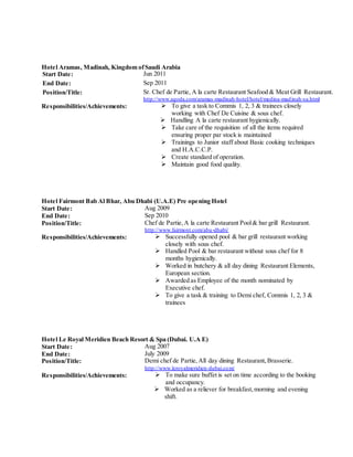 Chef Altaf C.V. 2015 | DOCX