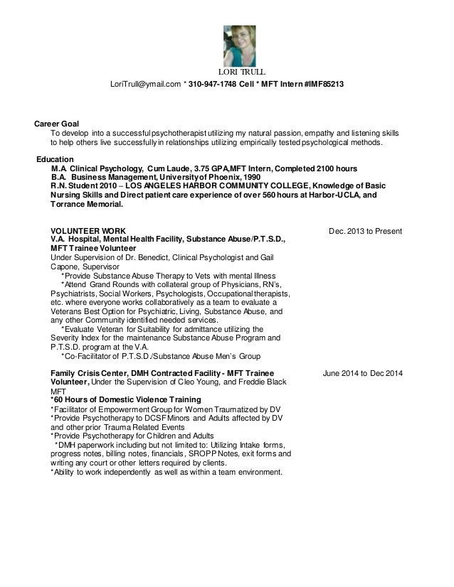 mft resume samples